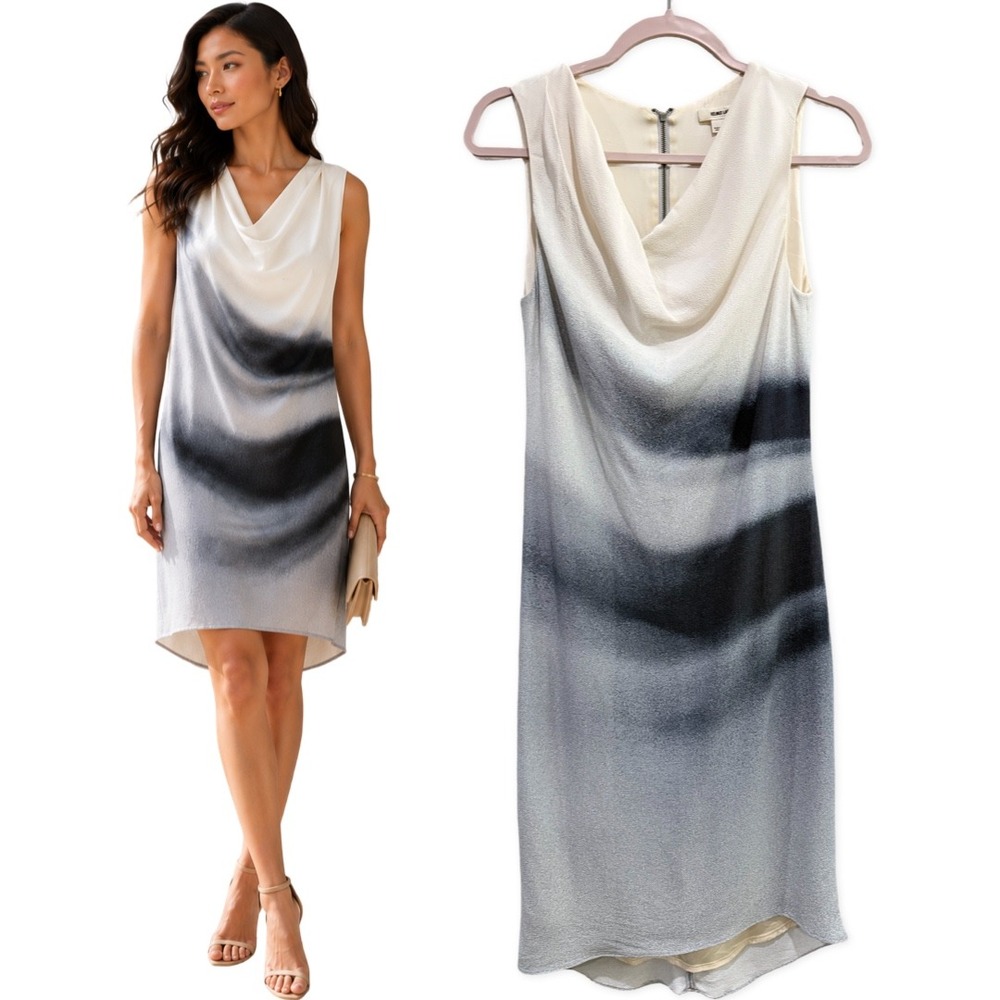 Helmut Lang Beam Shift Dress Ombre Sz 0 XS Sleeveless Cowl Neck Quiet Luxury